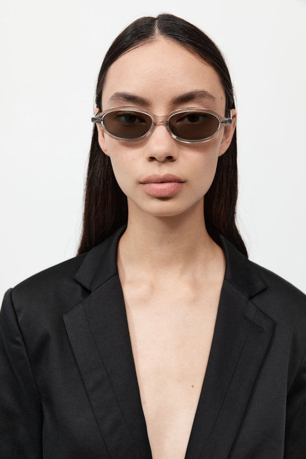 90s Slim Oval Sunglasses - Smoke