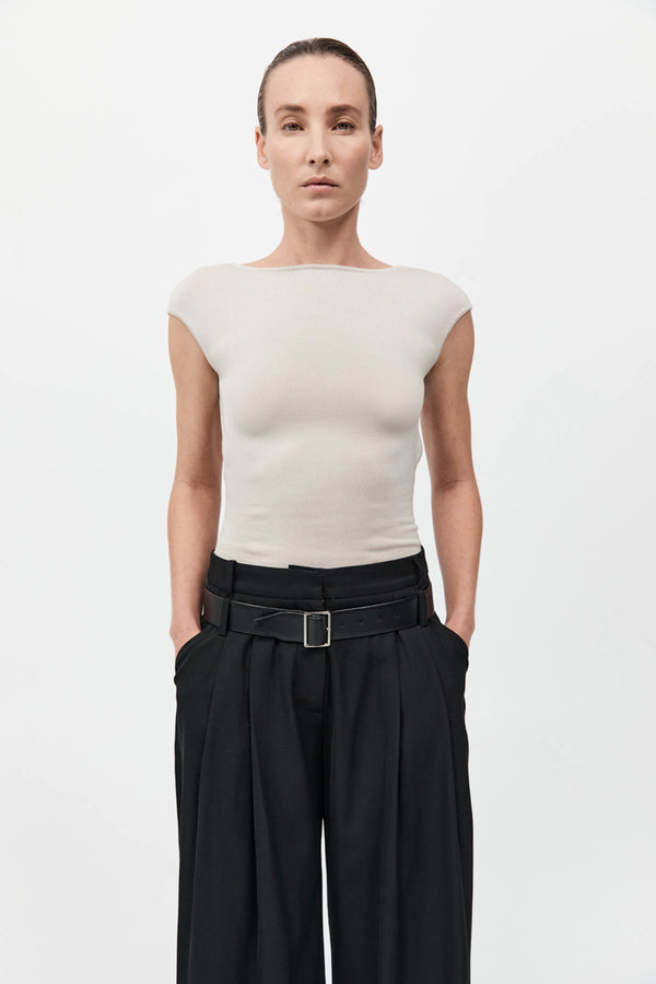 Sculpted Ballet Knit Top - Creme