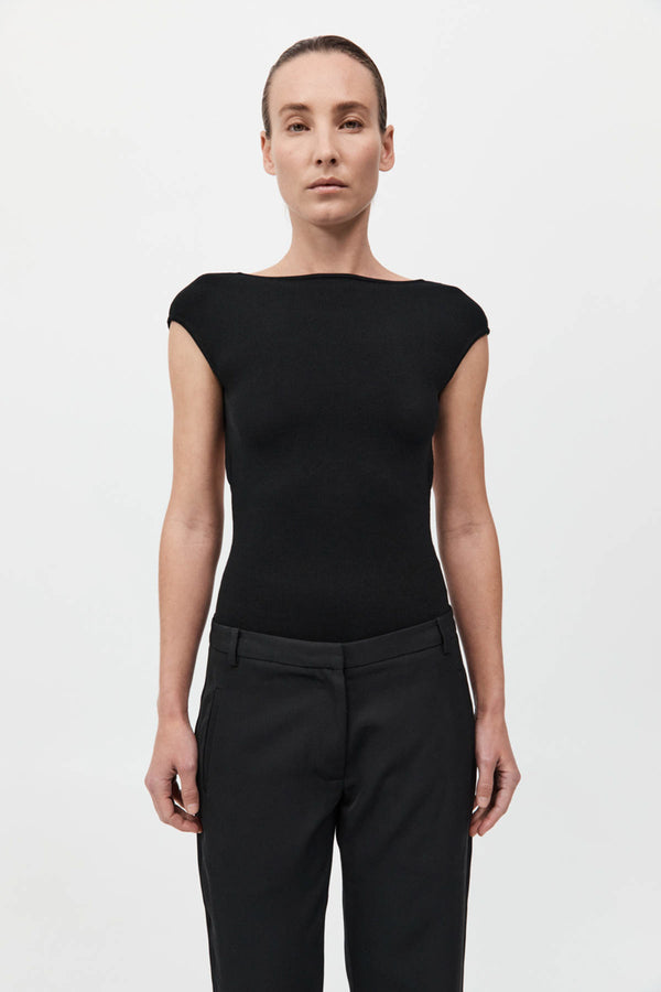 Sculpted Ballet Knit Top - Black
