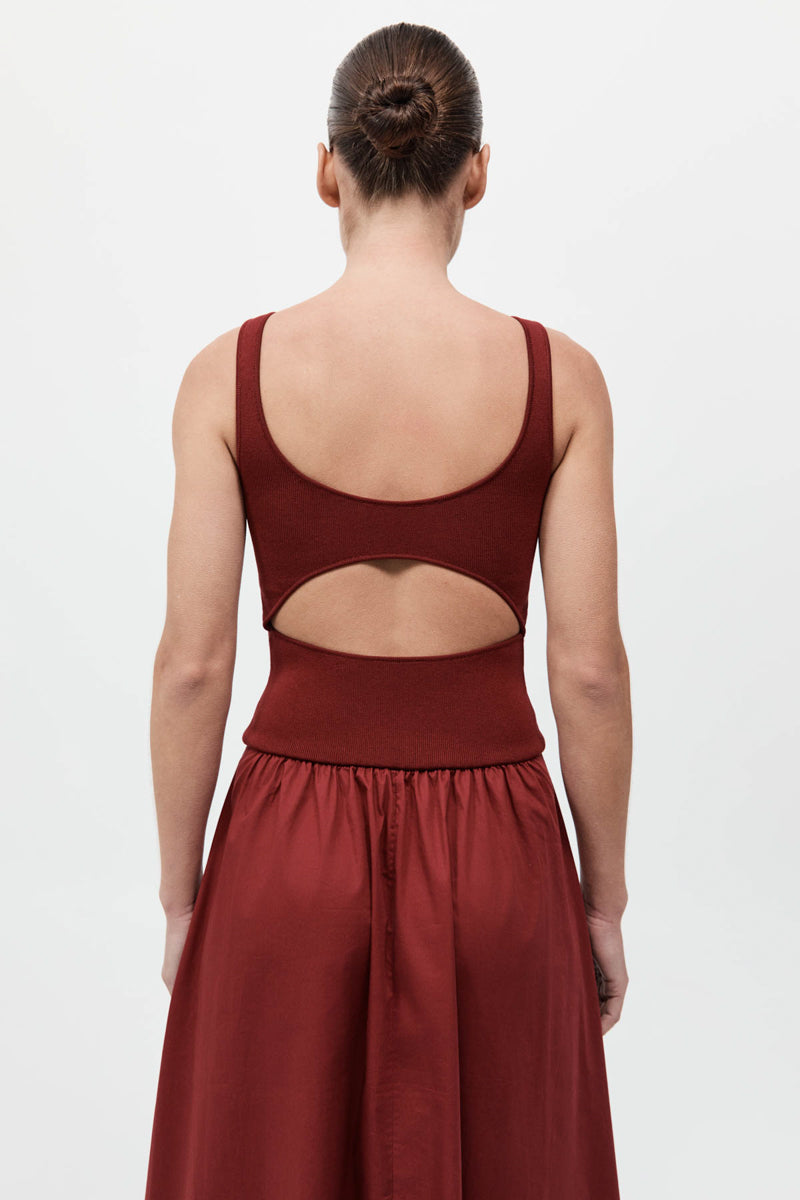 St. Agni | Bateau Cut Out Dress - Berry St. Agni | Bateau Cut Out Dress - Berry