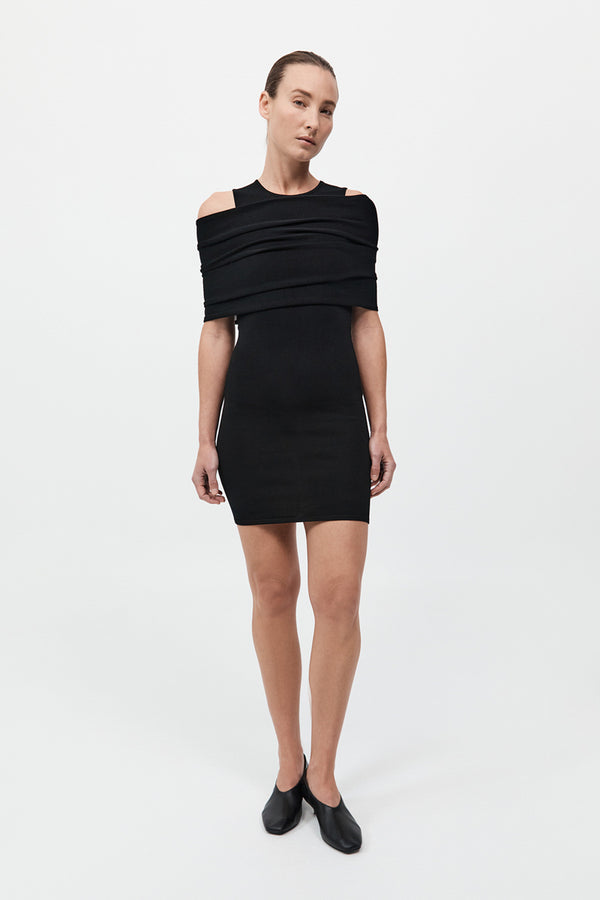 Detachable Layer Knit Dress - Black