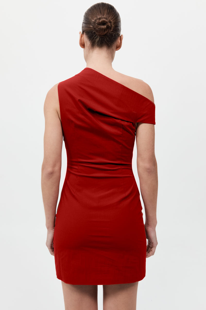 Soft Sculptural Mini Dress - Rosso