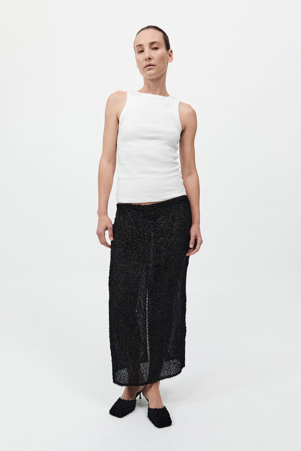 Feathered Silk Skirt - Black