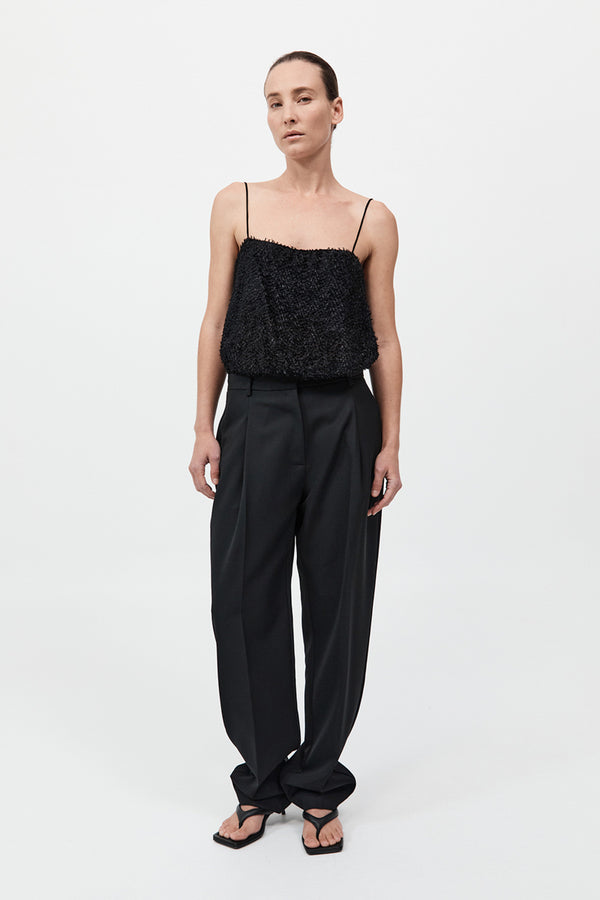 Tailored Pleat Pants - Black