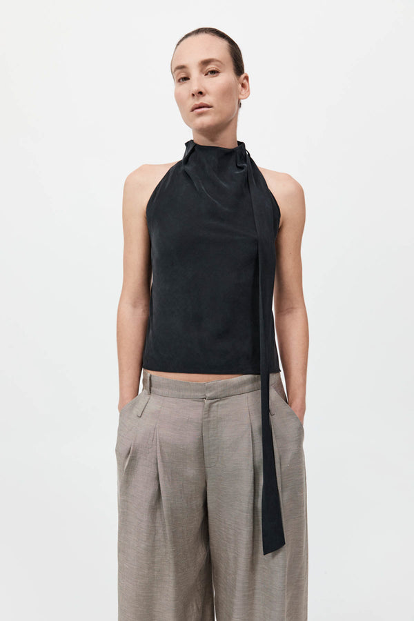 Bias Scarf Top - Black