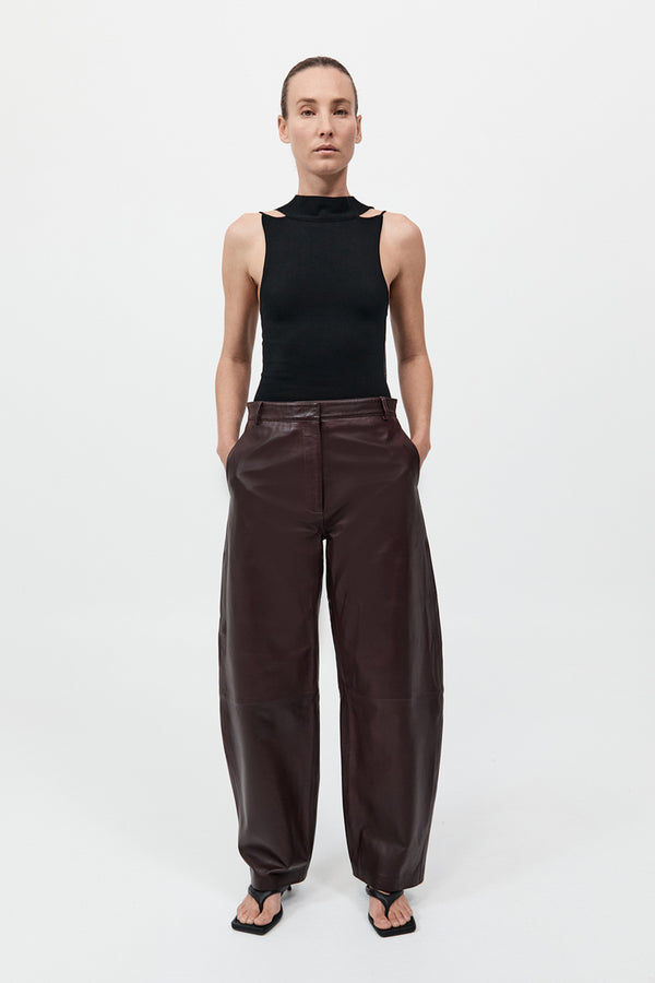 Leather Balloon Pants - Bordeaux