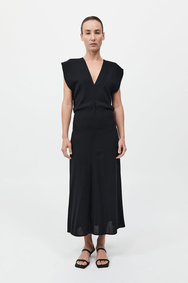 Plunge Drape Dress - Black
