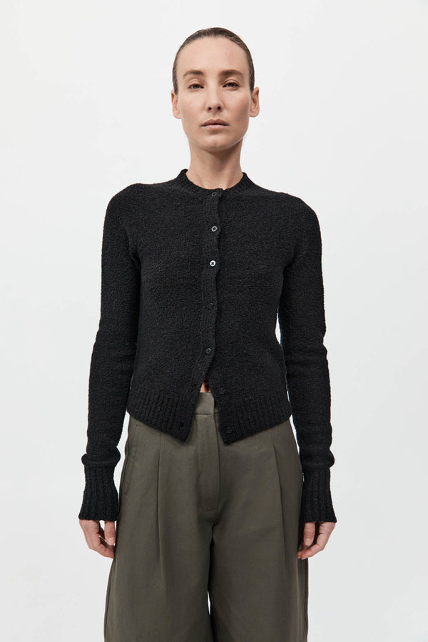 Boucle Wool Cardigan - Black