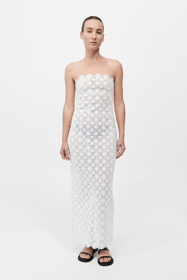 Doily Column Dress - White