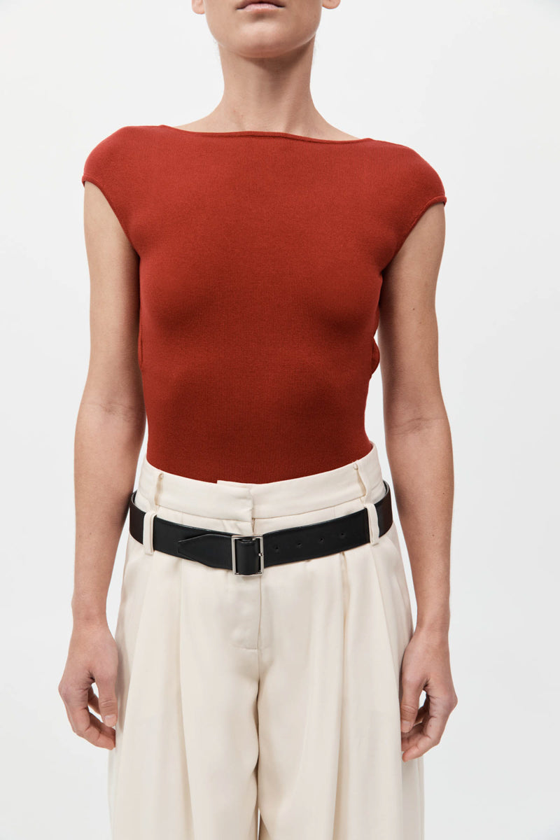 Agni Sculpted Ballet Knit Top Rosso