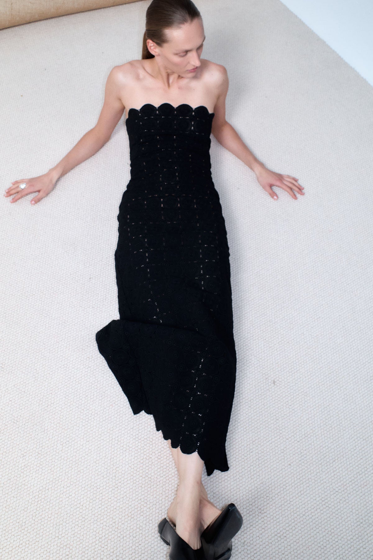st. agni crocheted organic cotton midi dress St. Agni - Crocheted Organic Cotton Midi Dress - Black - S - Moda Operandi On Sale Now with Up to 50% Off