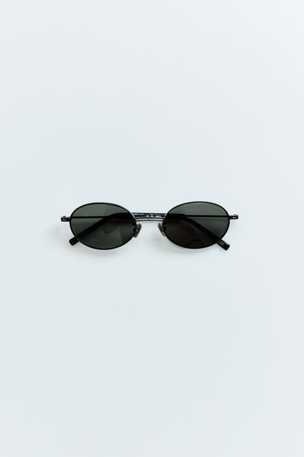 Fine Metal Oval Sunglasses - Black/Grey