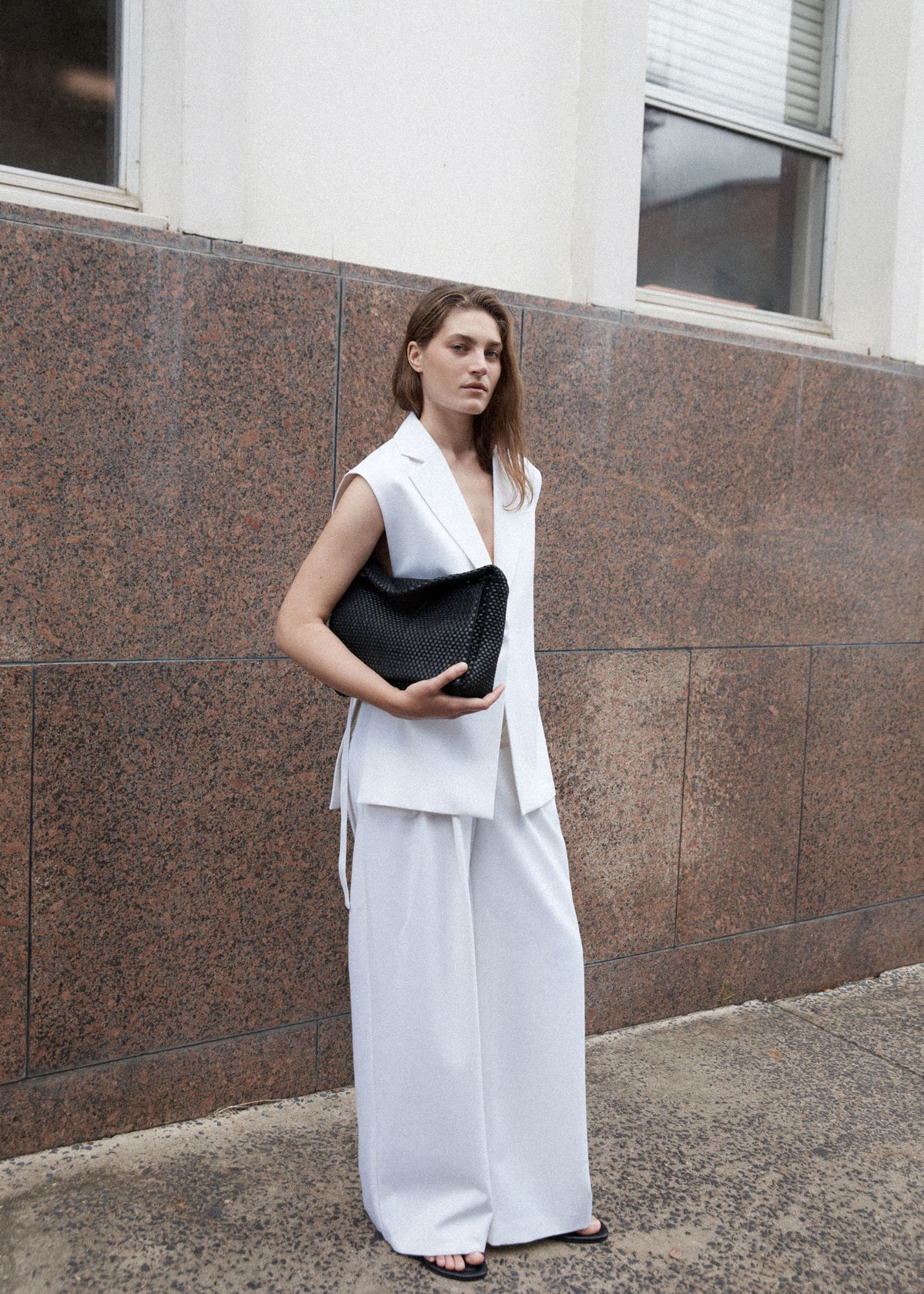 Relaxed Side Tie Vest - Off White