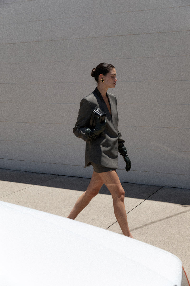 Rib Collar Blazer - Khaki