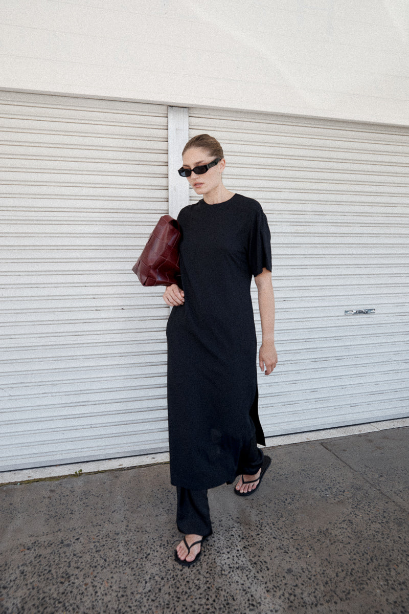 Woven Large Tote - Plum