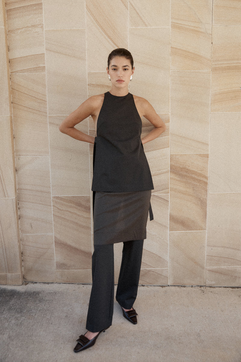 Side Tie Top - Black Olive