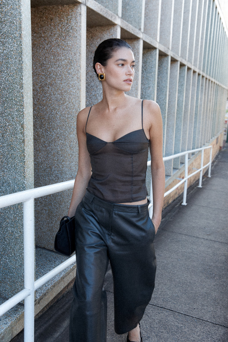 Leather Balloon Pants - Khaki