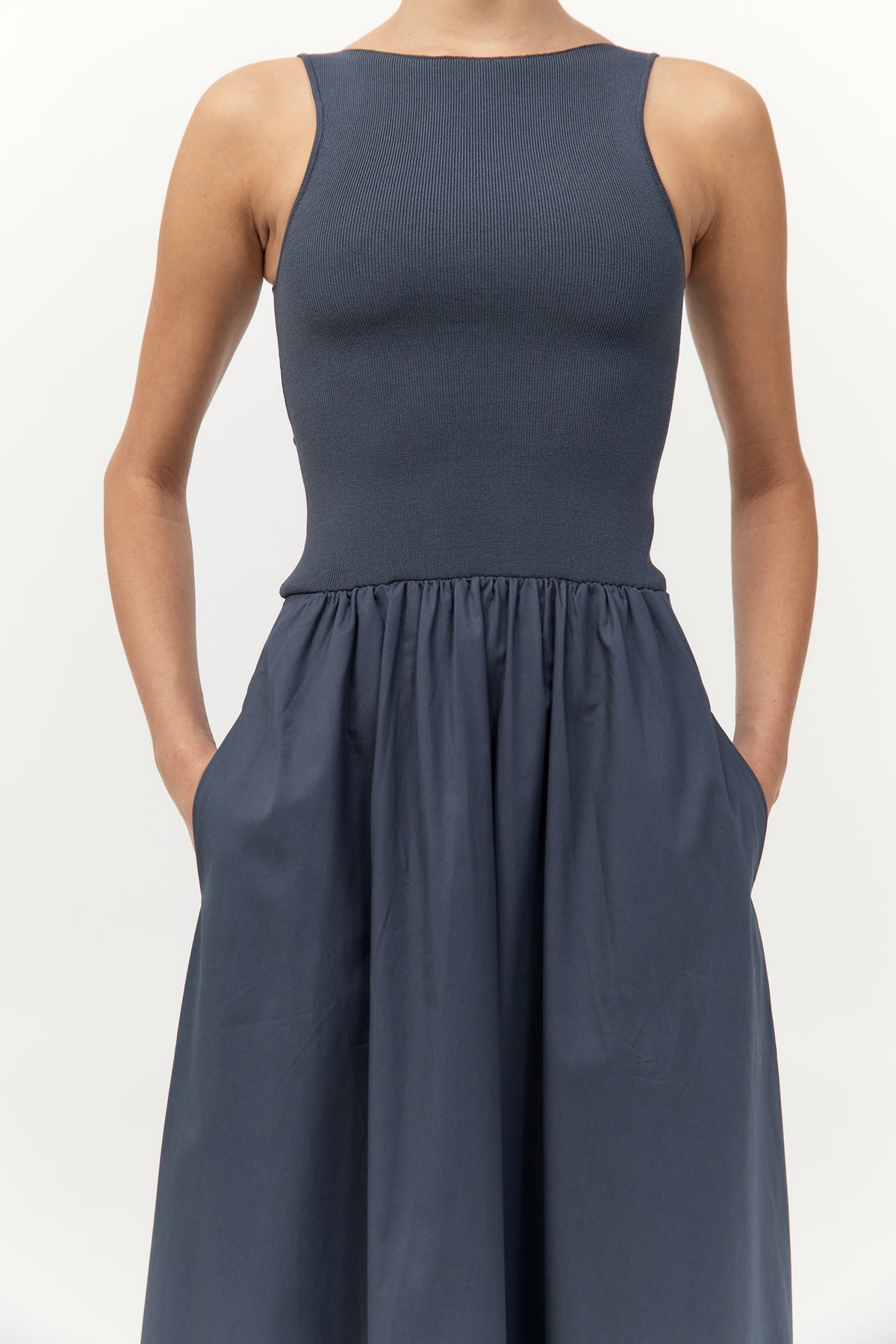St. Agni | Bateau Cut Out Dress - Graphite St. Agni | Bateau Cut Out Dress - Graphite
