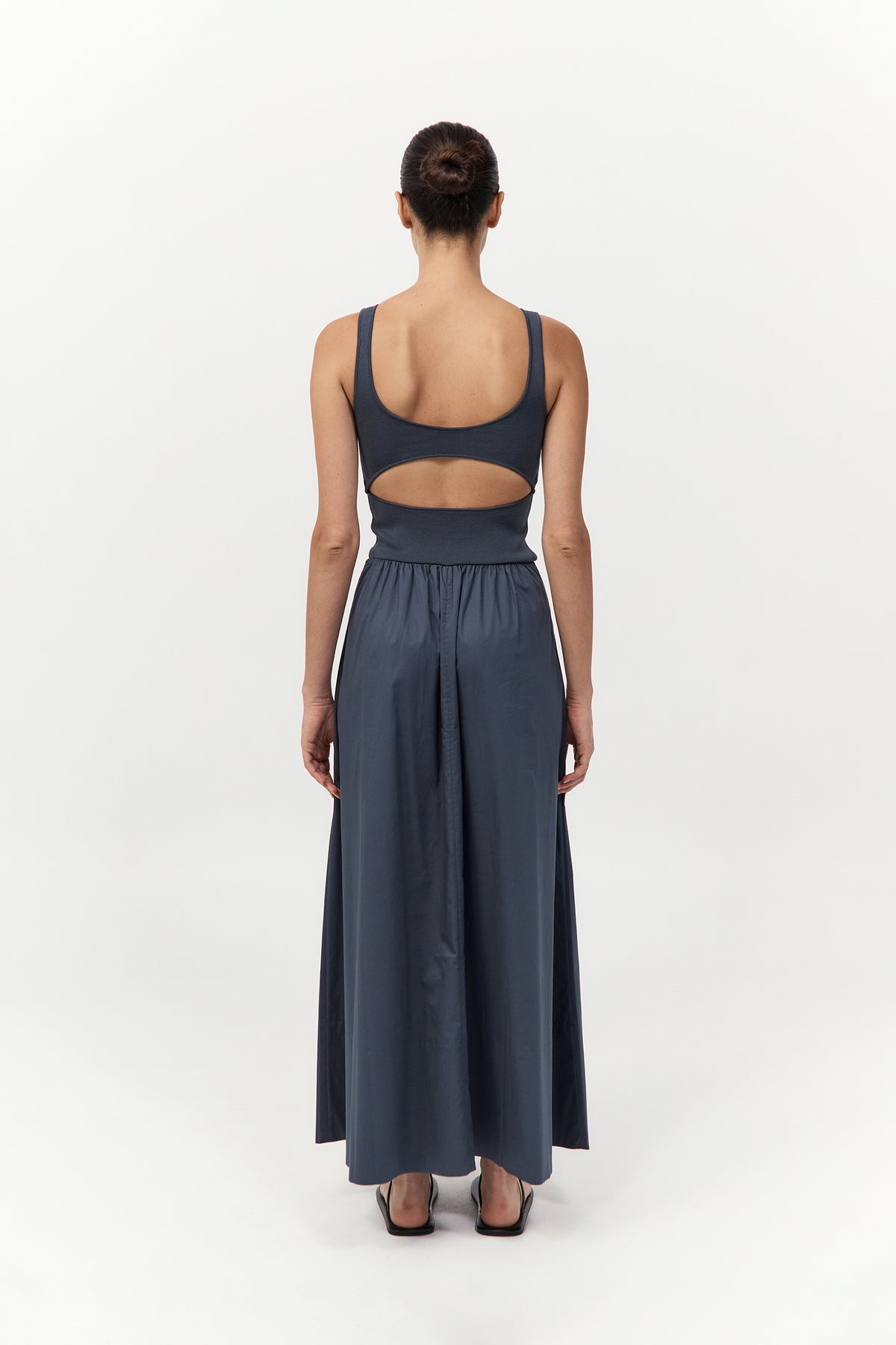 Bateau Cut Out Dress - Graphite