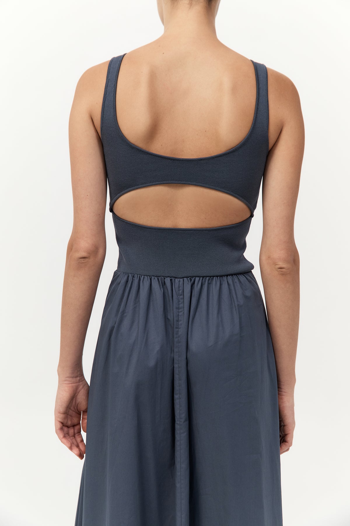 Bateau Cut Out Dress - Graphite