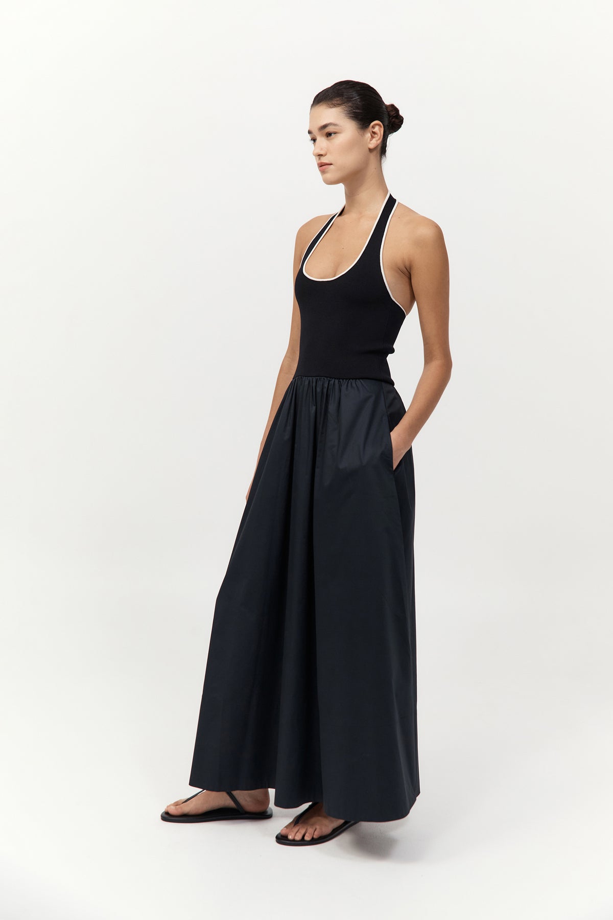 Halter Gathered Dress - Black