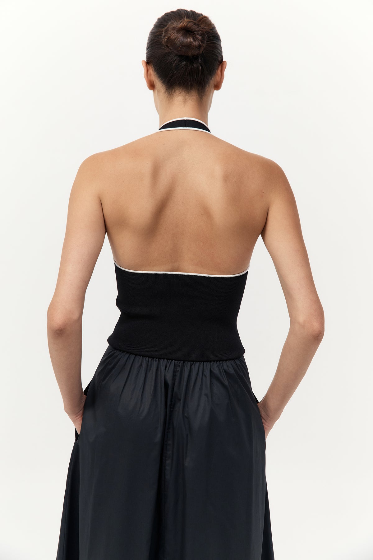 Halter Gathered Dress - Black