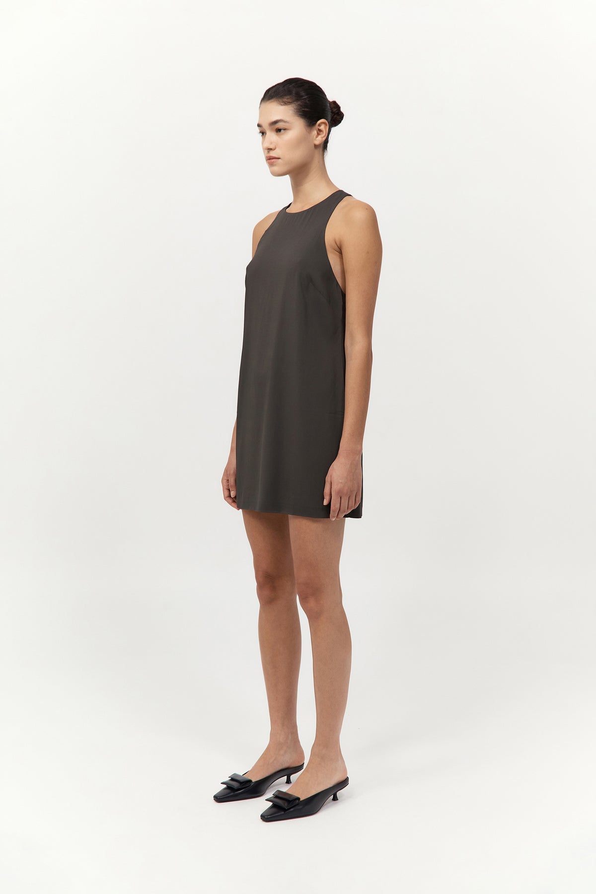 Cut Away Shift Dress - Black Olive