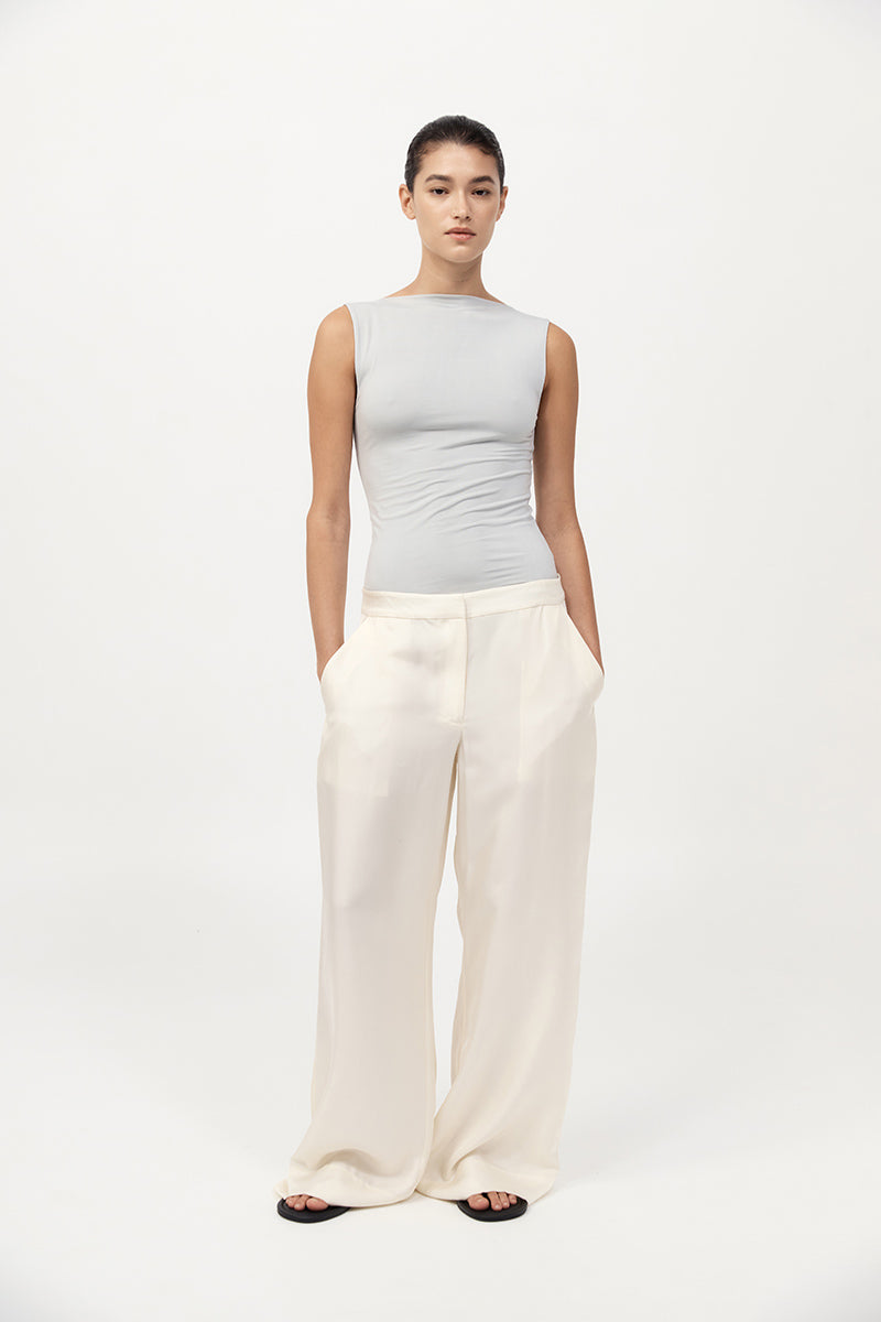 Cupro Jersey Top - Silver