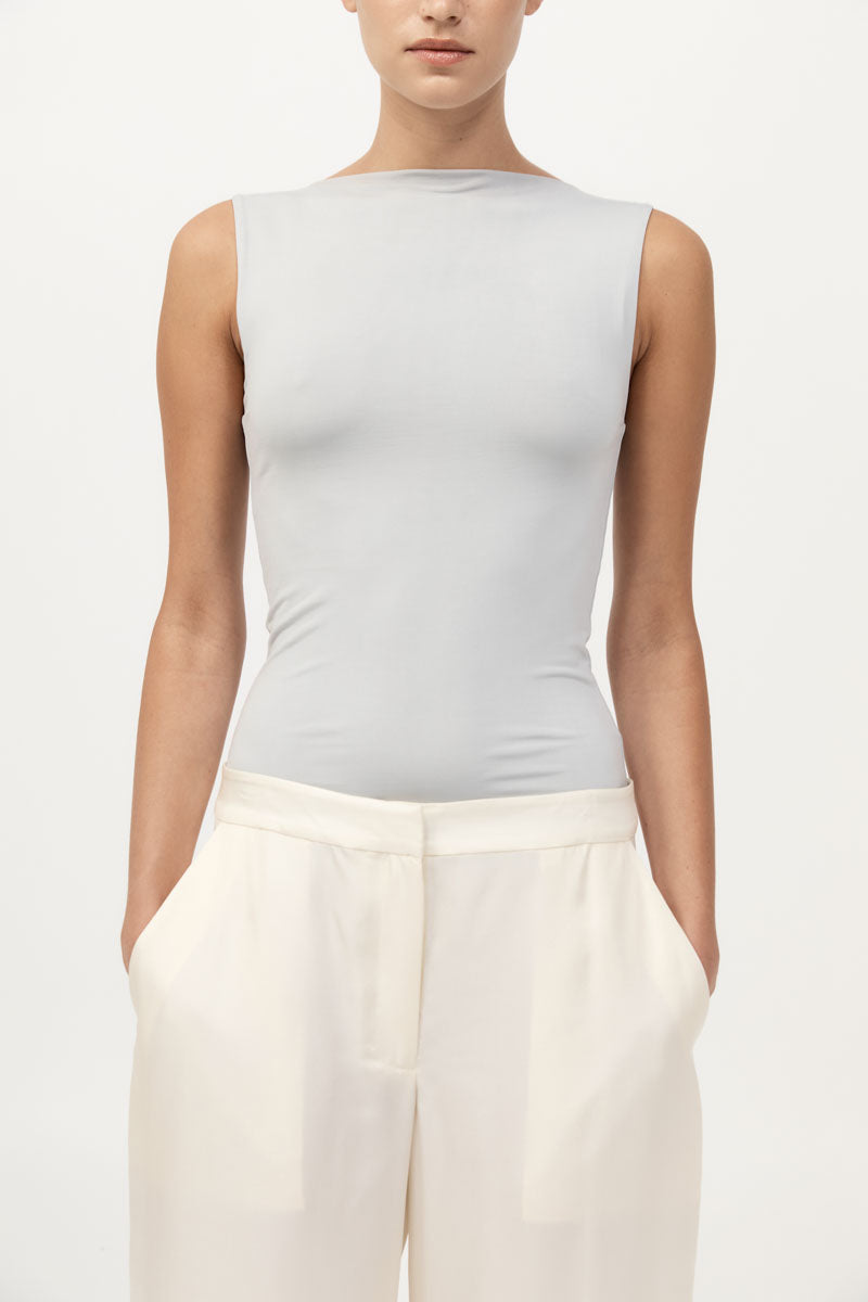 Cupro Jersey Top - Silver