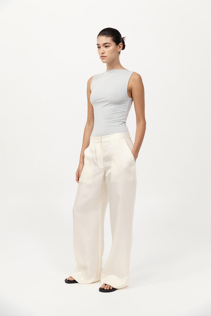 Cupro Jersey Top - Silver