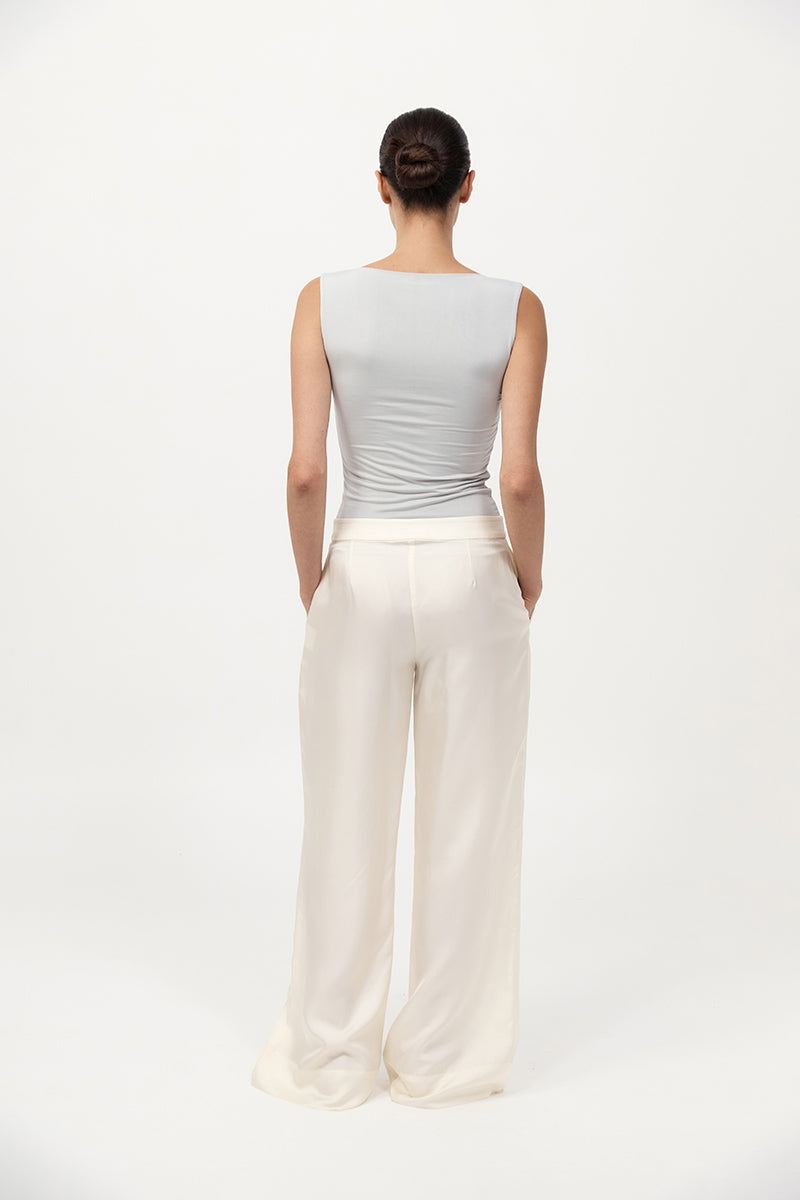 Cupro Jersey Top - Silver