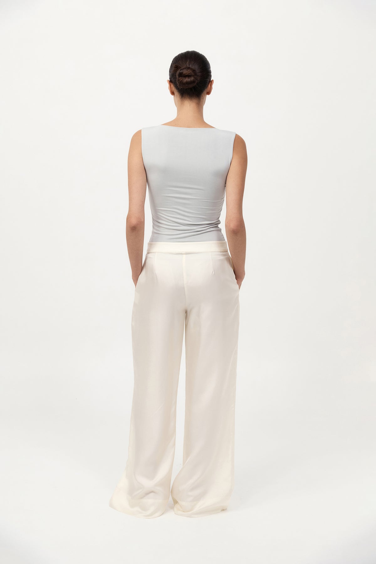 Cupro Jersey Top - Silver