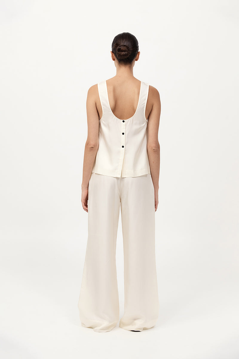 Silk Twill Pants - Milk