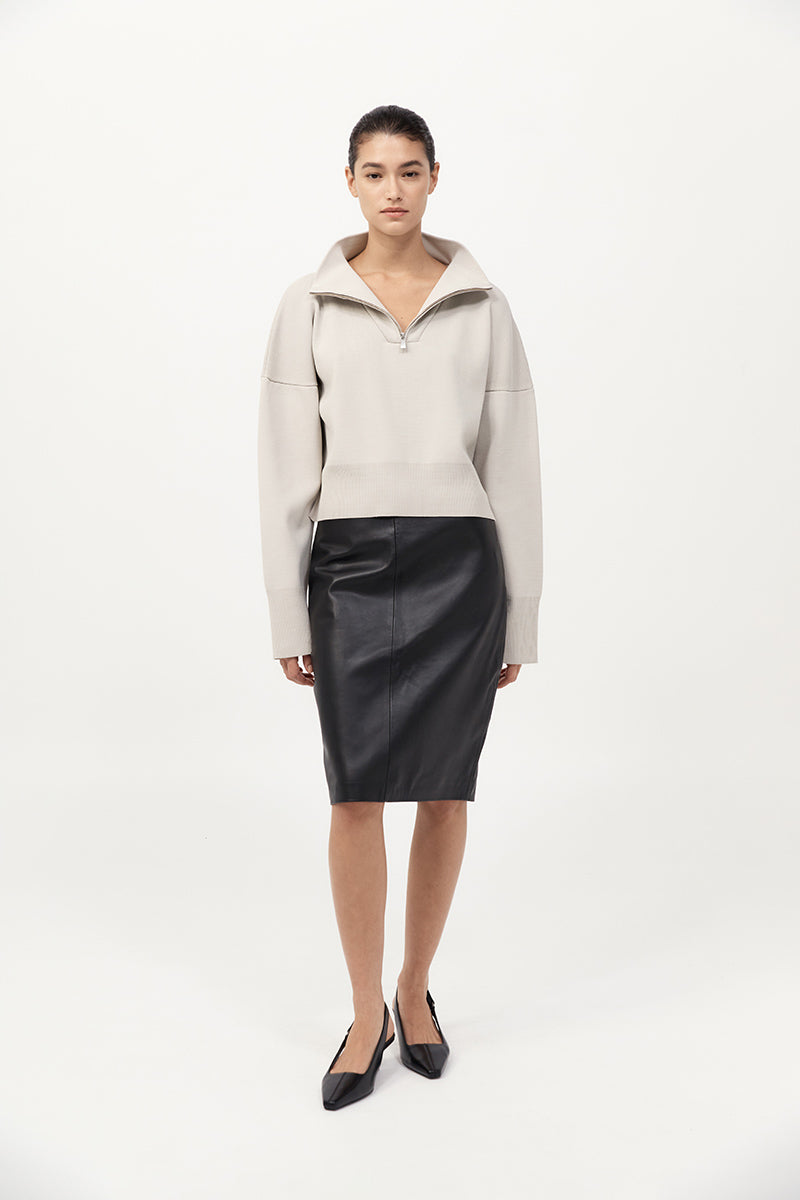 Milano Knit Zip Jumper - Silver