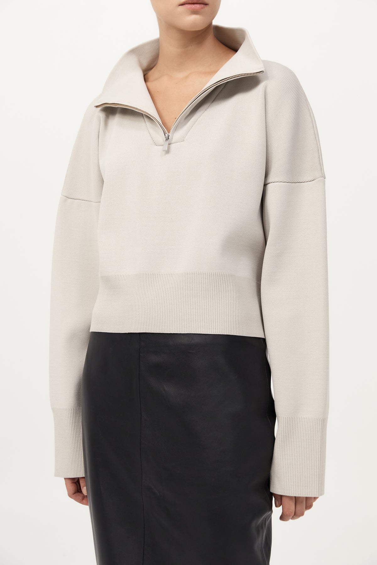 Milano Knit Zip Jumper - Silver