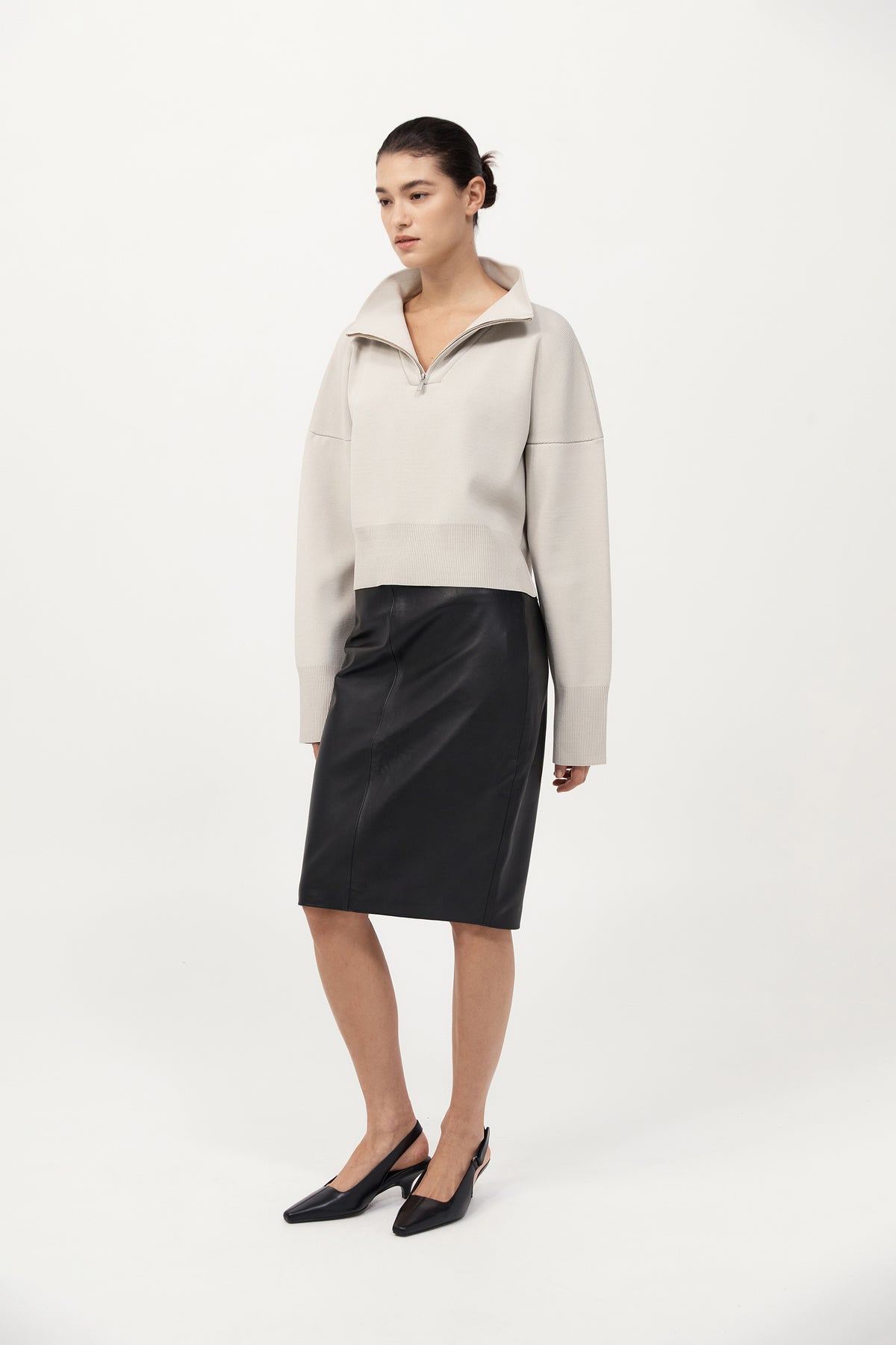 Milano Knit Zip Jumper - Silver