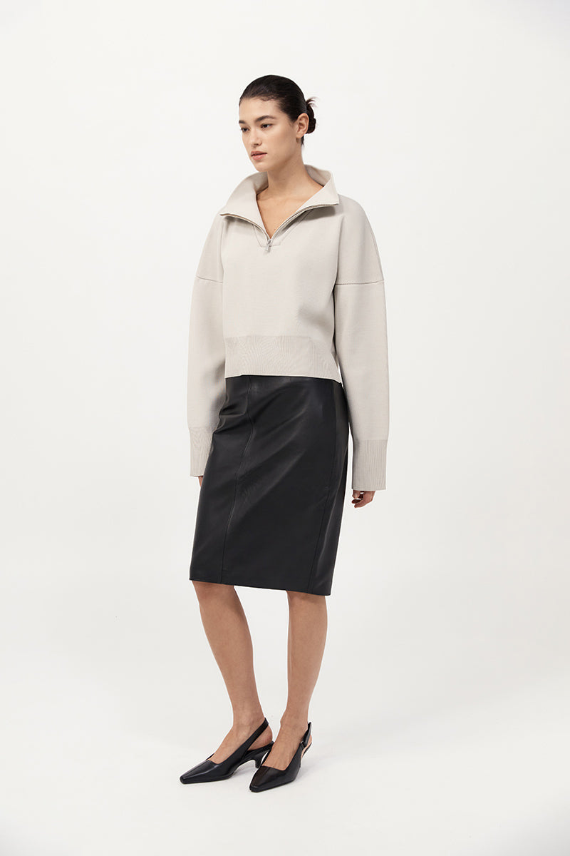 Milano Knit Zip Jumper - Silver