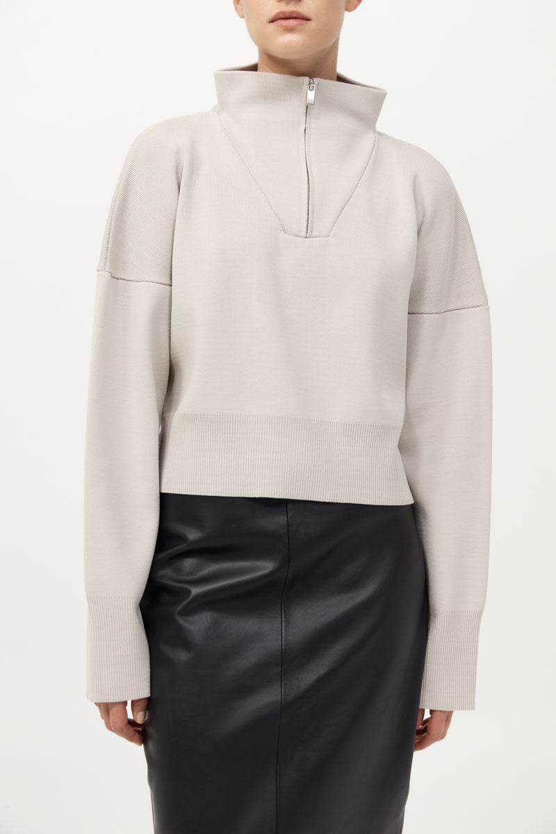 Milano Knit Zip Jumper - Silver