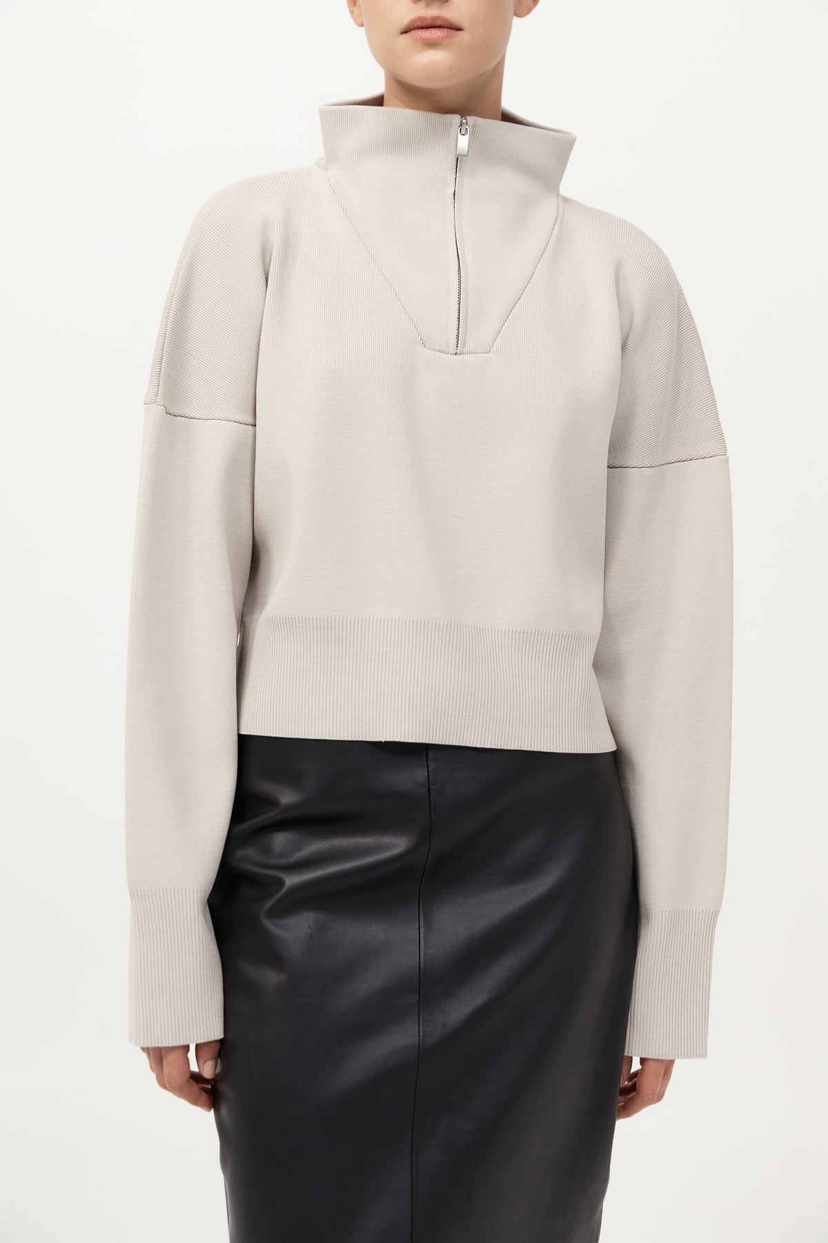 Milano Knit Zip Jumper - Silver