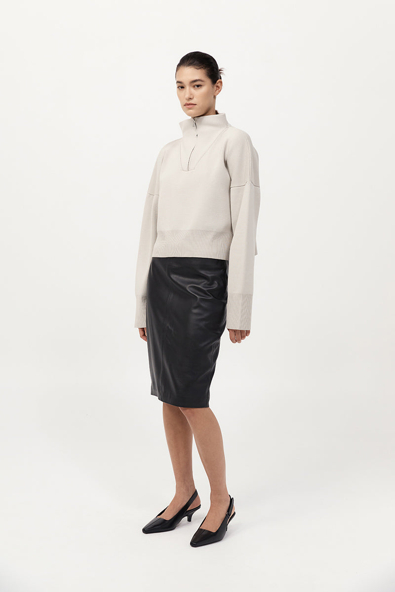 Milano Knit Zip Jumper - Silver