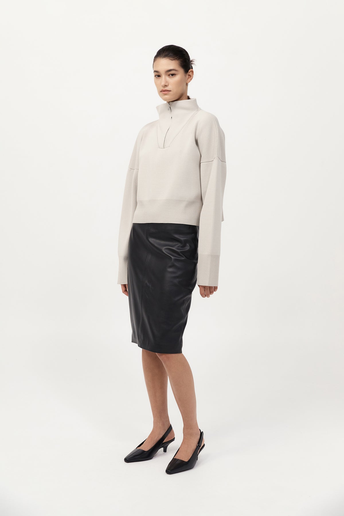 Milano Knit Zip Jumper - Silver
