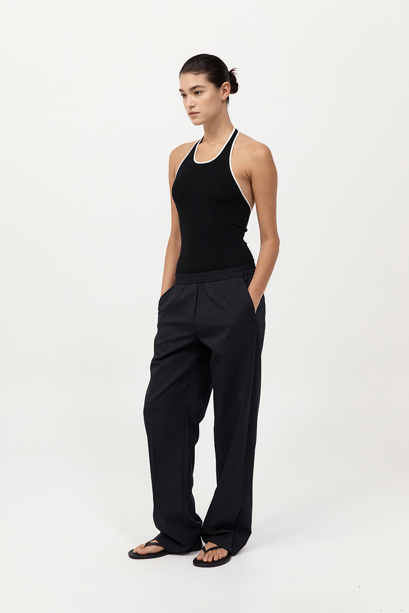 Fine Line Halter Top - Black