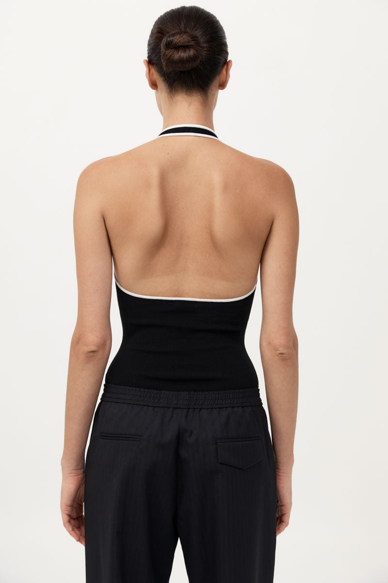 Fine Line Halter Top - Black