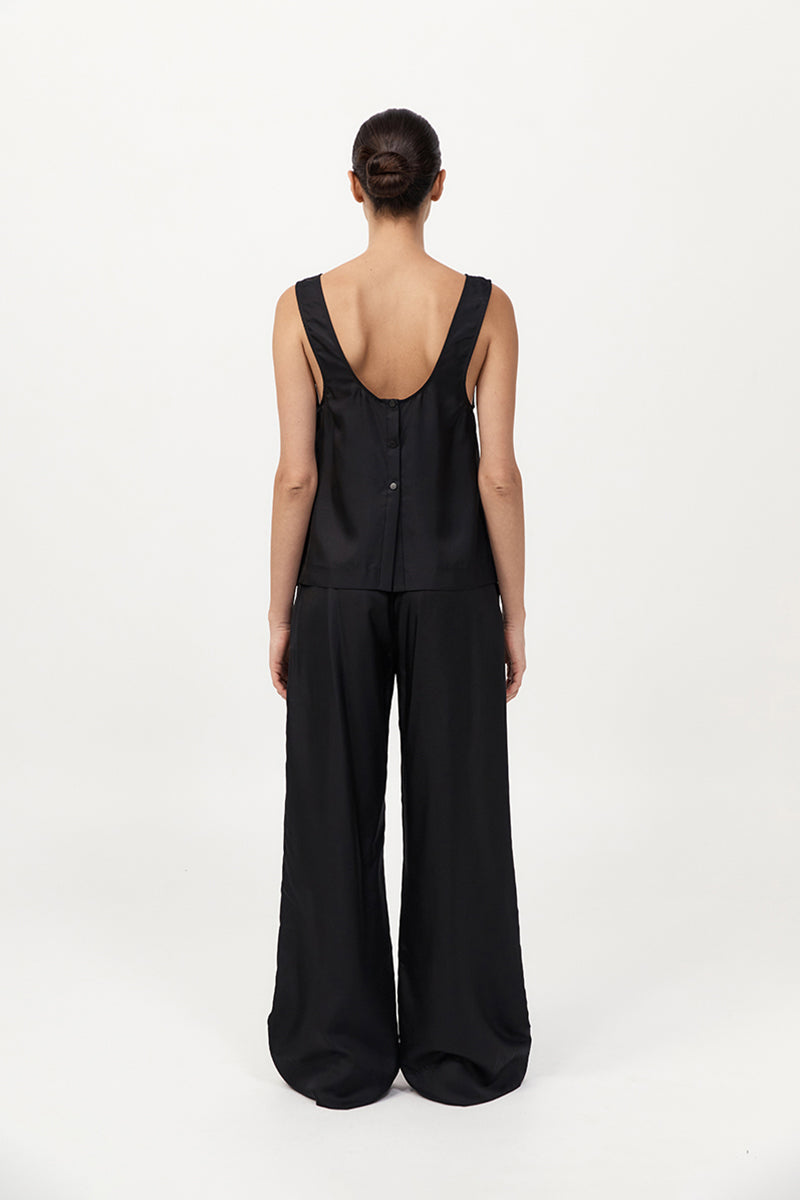 Silk Twill Pants - Black