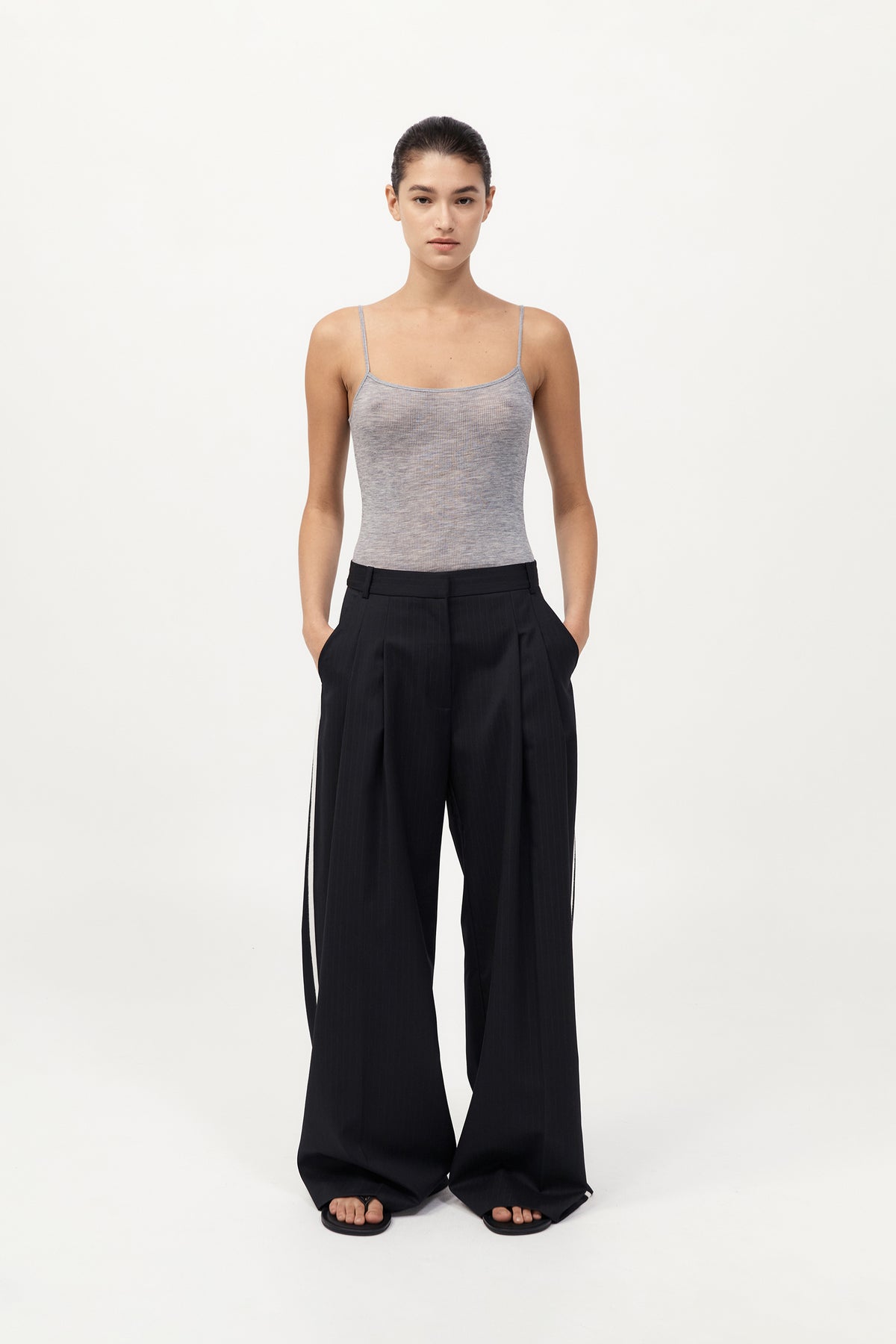Side Stripe Homme Pant - Black Pinstripe