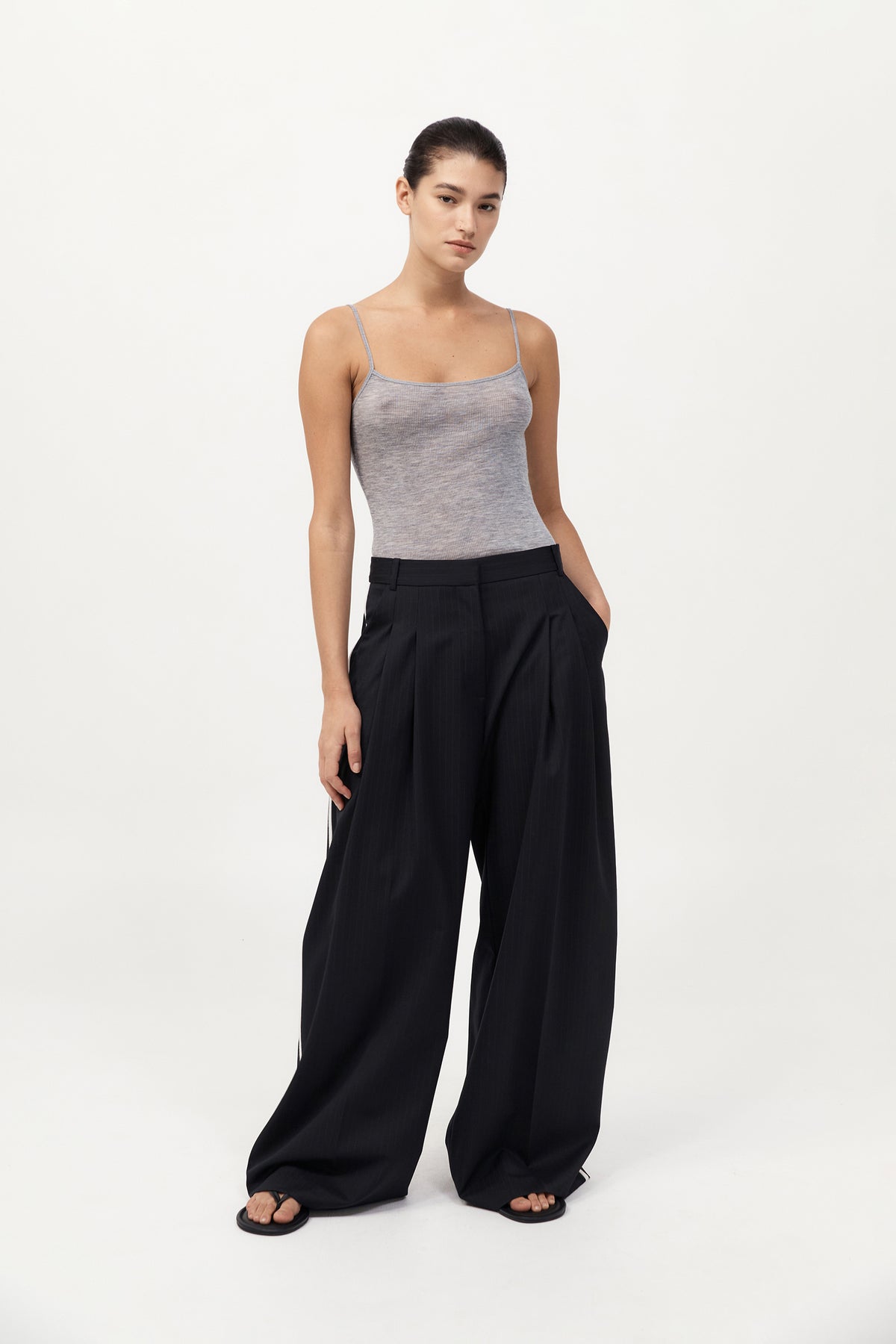 Side Stripe Homme Pant - Black Pinstripe