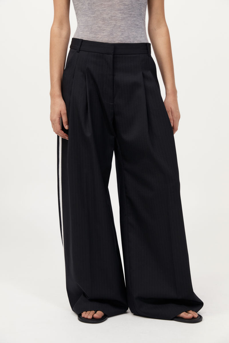 Side Stripe Homme Pant - Black Pinstripe