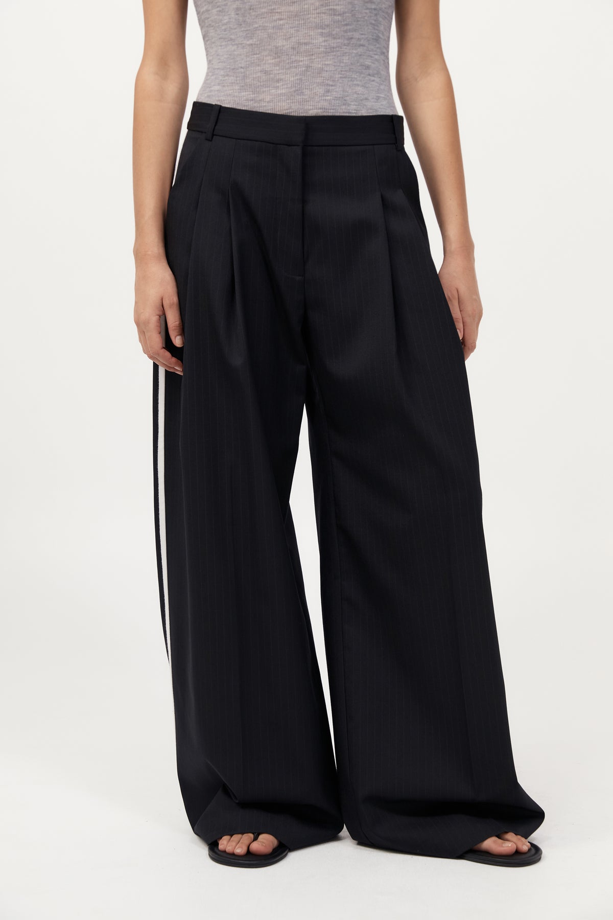 Side Stripe Homme Pant - Black Pinstripe