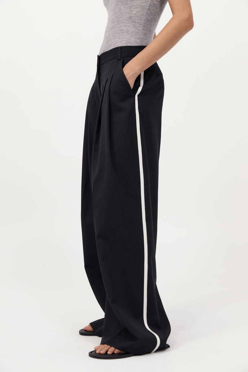 Side Stripe Homme Pant - Black Pinstripe