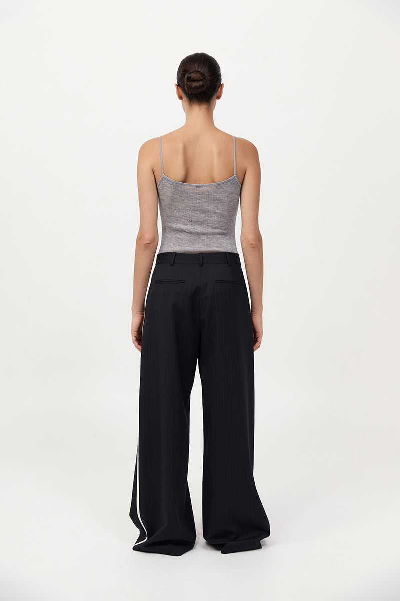 Side Stripe Homme Pant - Black Pinstripe